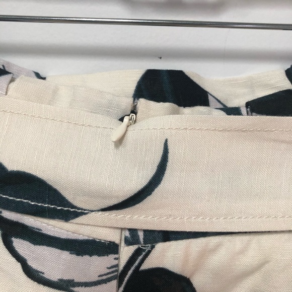 Ann Taylor linen blend paper bag waist pencil skirt size 4 EUC ivory dark green - Picture 8 of 11